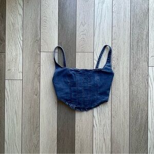 Zara Dark Denim Blue Crop Top